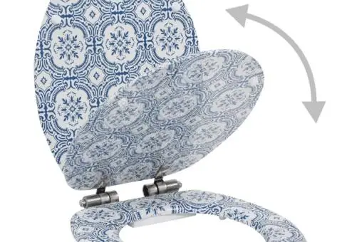 Capac WC cu închidere silențioasă, MDF, design porțelan - 2/5