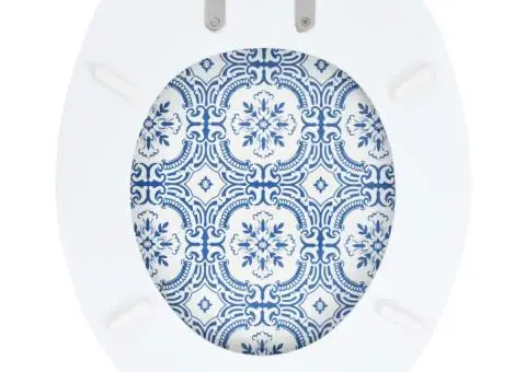 Capac WC cu închidere silențioasă, MDF, design porțelan - 5/5