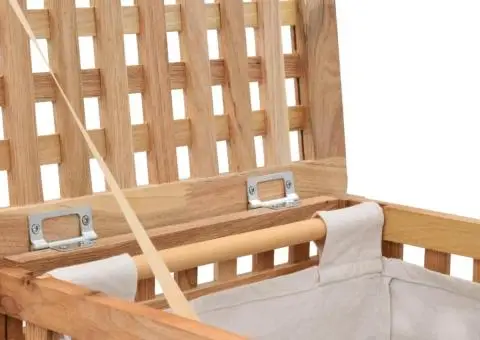 Coș de rufe, 39x39x65 cm, lemn masiv de nuc - 4/5