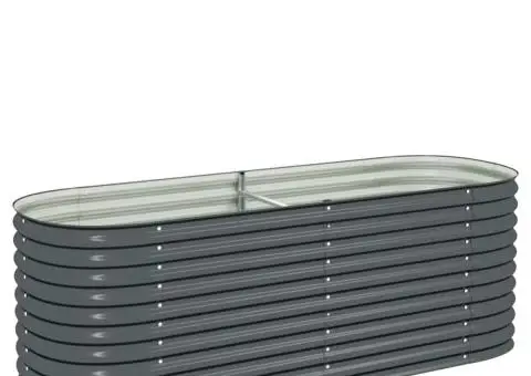 Strat înălțat de grădină, gri, 240x80x81 cm, oțel galvanizat - 2/5