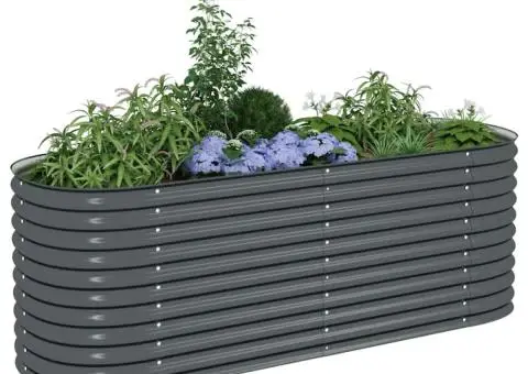 Strat înălțat de grădină, gri, 240x80x81 cm, oțel galvanizat - 4/5