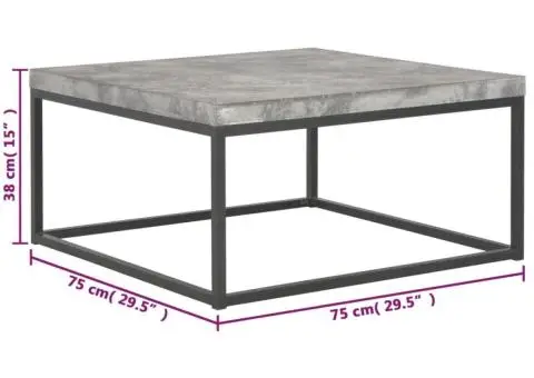 Măsuță de cafea, 75 x 75 x 38 cm, aspect de beton - 5/5