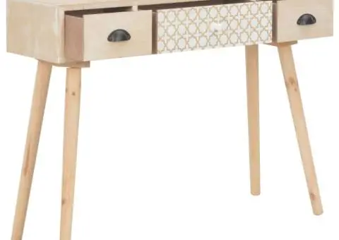 Masă consolă cu 3 sertare, 100x30x73 cm, lemn masiv de pin - 2/5