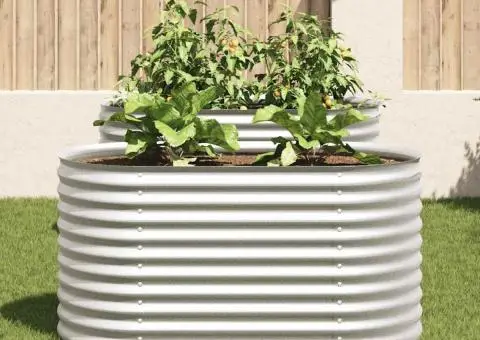 Strat înălțat de grădină, argintiu 160x80x81cm oțel galvanizat - 3/5