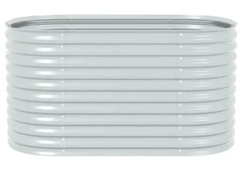 Strat înălțat de grădină, argintiu 160x80x81cm oțel galvanizat - 4/5