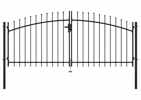 Poartă de gard cu uși duble, cu vârfuri de suliță, 300 x 150 cm - 2/5