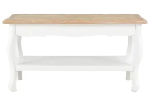 Măsuță de cafea, alb și maro, 87,5x42x44 cm, lemn masiv de pin - 2/5