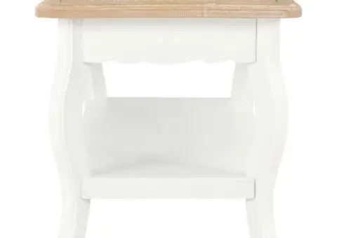 Măsuță de cafea, alb și maro, 87,5x42x44 cm, lemn masiv de pin - 3/5