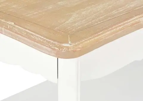 Măsuță de cafea, alb și maro, 87,5x42x44 cm, lemn masiv de pin - 5/5