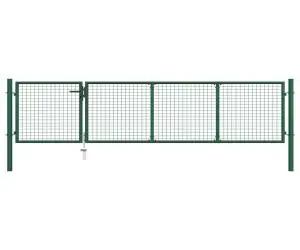 vidaXL Poartă de grădină, verde, 350 x 75 cm, oțel