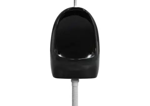 Pisoar de perete cu supapă pentru spălare, negru, ceramică - 4/5