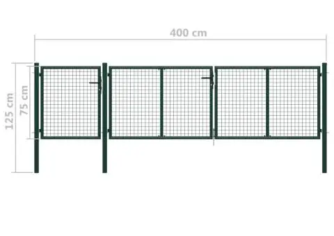 Poartă de grădină, verde, 400 x 75 cm, oțel - 5/5