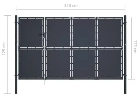 Poartă de grădină, antracit, 350 x 175 cm, oțel - 5/5