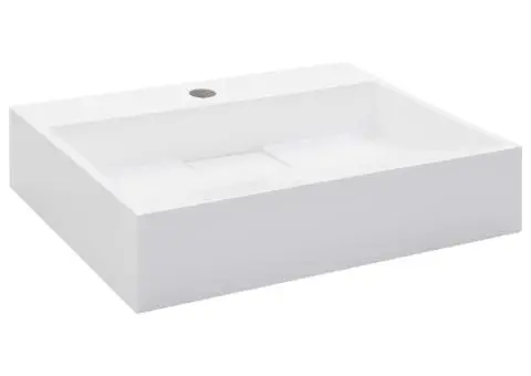 Chiuvetă, alb, 50x38x13 cm, conglomerat turnat mineral/marmură - 2/5