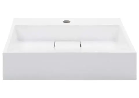 Chiuvetă, alb, 50x38x13 cm, conglomerat turnat mineral/marmură - 3/5