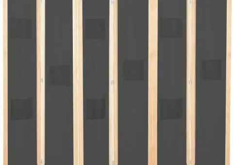 Paravan cameră, 6 panouri, gri, 240x170 x4 cm, material textil - 1/5