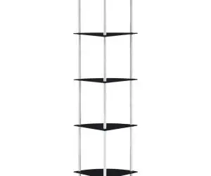 vidaXL Raft cu 5 niveluri, negru, 30 x 30 x 130 cm, sticlă securizată
