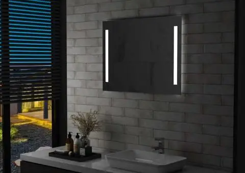 Oglindă cu LED de perete pentru baie, 80 x 60 cm - 1/5