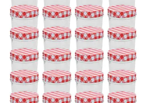 Borcane sticlă pentru gem cu capace alb și roșu 24 buc. 110 ml - 1/5