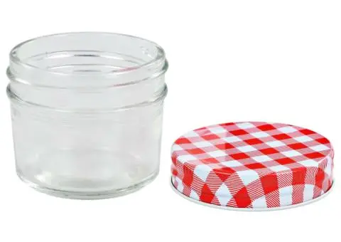 Borcane sticlă pentru gem cu capace alb și roșu 24 buc. 110 ml - 4/5