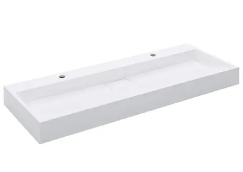 Chiuvetă, alb, 120x46x11cm, conglomerat turnat mineral/marmură - 2/5