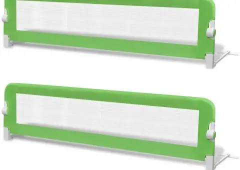 Balustradă de protecție pat copii, 2 buc., verde, 150x42 cm - 2/5