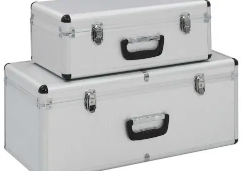 Cutii de depozitare, 2 buc., argintiu, aluminiu - 1/5