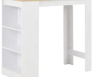 vidaXL Masă de bar cu raft, alb, 110 x 50 x 103 cm