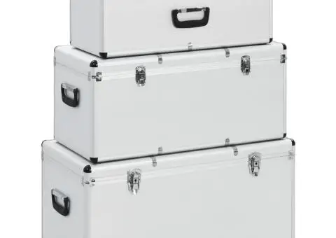 Cutii de depozitare, 3 buc., argintiu, aluminiu - 1/5