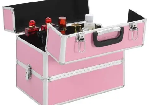 Geantă de cosmetice, roz, 37 x 24 x 35 cm, aluminiu - 4/5
