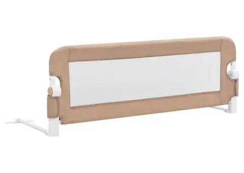 Balustradă protecție pat copii, gri taupe, 120x42 cm, poliester - 2/5