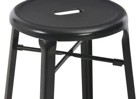 Scaune de bar, 2 buc., negru, oțel - 4/5