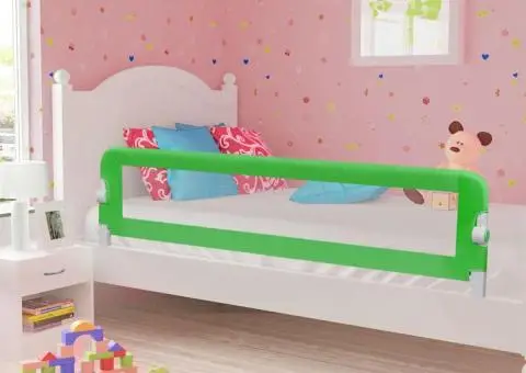 Balustradă de protecție pat copii, verde, 180x42 cm, poliester - 1/5