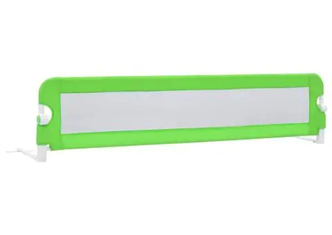Balustradă de protecție pat copii, verde, 180x42 cm, poliester - 2/5