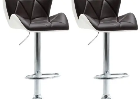 Scaune de bar, 2 buc., maro, piele ecologică - 2/5