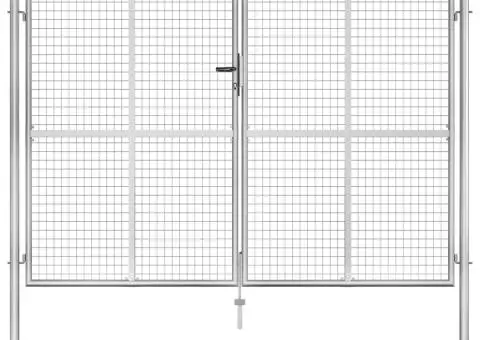 Poartă de grădină, argintiu, 306 x 225 cm, oțel galvanizat - 1/5