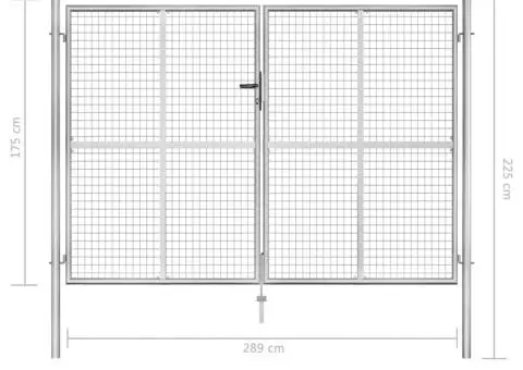 Poartă de grădină, argintiu, 306 x 225 cm, oțel galvanizat - 5/5