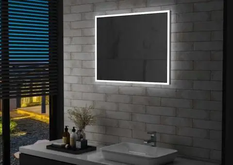 Oglindă cu LED de perete pentru baie, 80 x 60 cm - 1/5