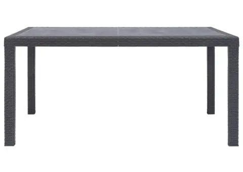 Masă de grădină, maro, 150x90x72 cm, plastic, aspect ratan - 2/5