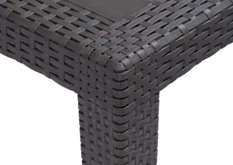 Masă de grădină, maro, 150x90x72 cm, plastic, aspect ratan - 3/5