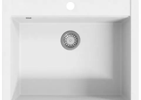 Chiuvetă de bucătărie din granit, alb, bazin unic - 2/5