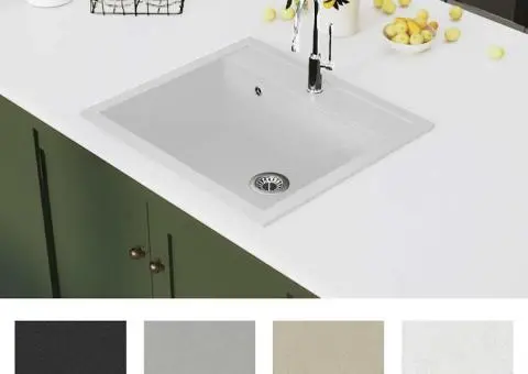 Chiuvetă de bucătărie din granit, alb, bazin unic - 3/5