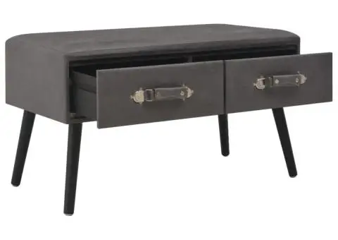 Măsuță de cafea, gri, 80 x 40 x 46 cm, piele ecologică - 2/5