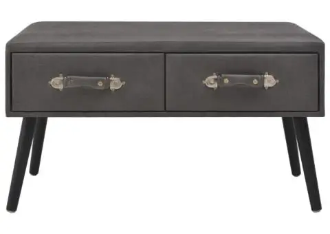 Măsuță de cafea, gri, 80 x 40 x 46 cm, piele ecologică - 4/5