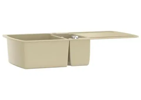 Chiuvetă de bucătărie din granit, bej, două bazine - 3/5