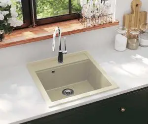 vidaXL Chiuvetă de bucătărie din granit, bej, un bazin