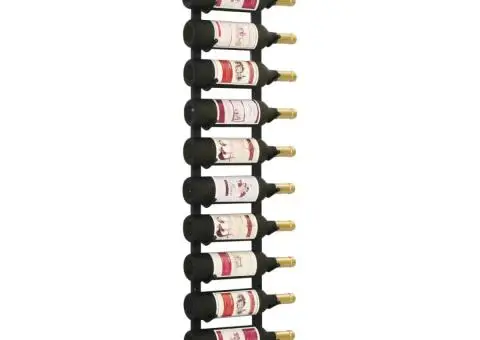Suport sticle de vin montat pe perete, 12 sticle, negru, fier - 1/5