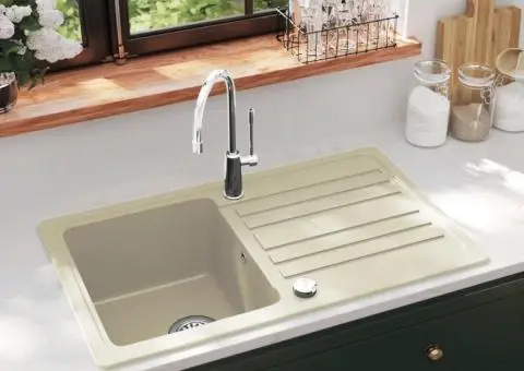 Chiuvetă de bucătărie din granit, bej, un bazin - 1/5