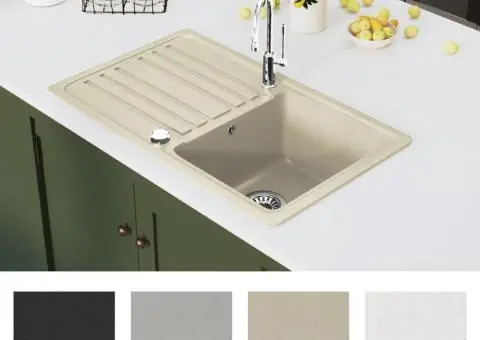Chiuvetă de bucătărie din granit, bej, un bazin - 3/5