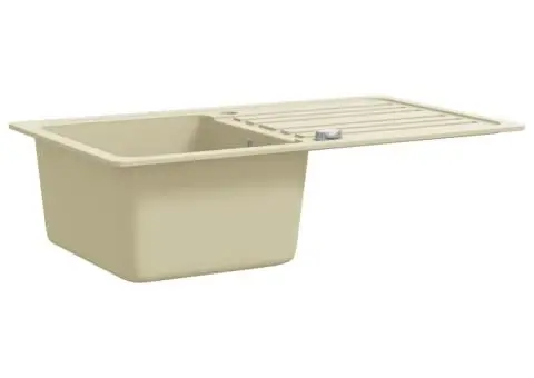 Chiuvetă de bucătărie din granit, bej, un bazin - 4/5
